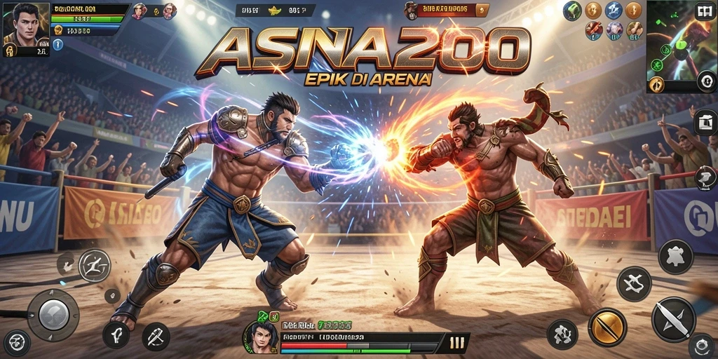 Tangkapan layar pertarungan seru dalam ASIA200 dengan efek visual yang memukau.