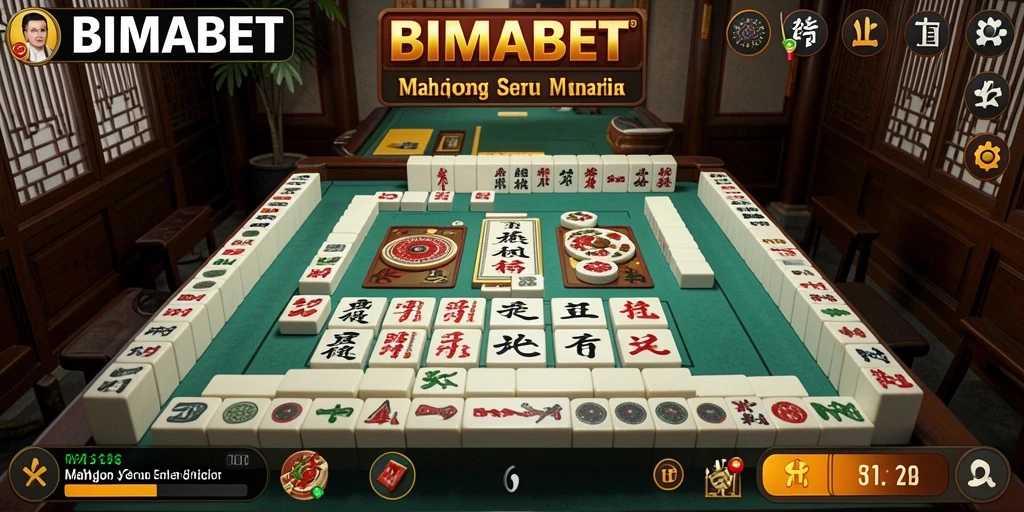 Tampilan gameplay seru dari <strong>BIMABET</strong>, bentuk ubin Mahjong yang menarik.