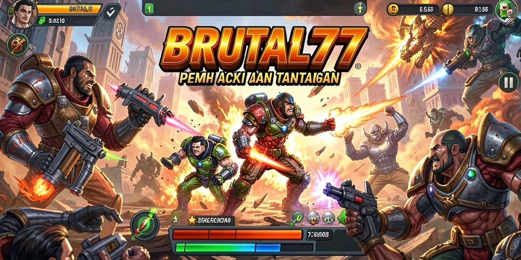 Tampilan seru dari gameplay BRUTAL77 yang mendebarkan.