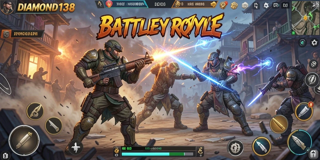 Gameplay seru DIAMOND138 dalam pertempuran Battle Royale.