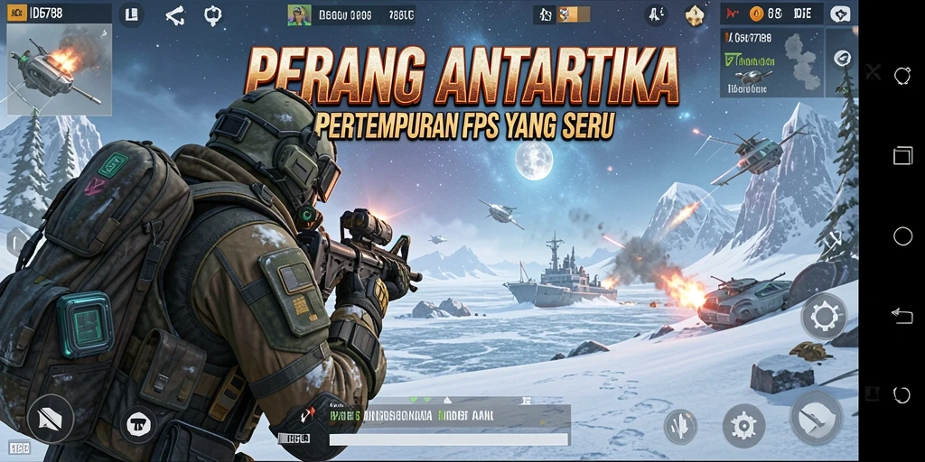 Screenshot ID6788 menampilkan aksi pertempuran intens di medan perang FPS.