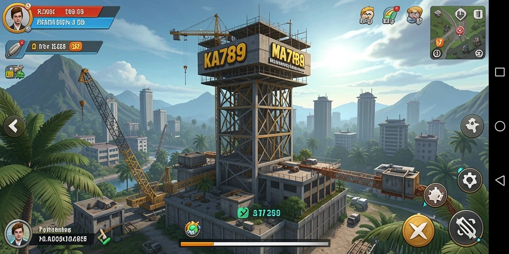 Screenshot gameplay KA789 menampilkan aksi menara pertahanan yang dinamis.