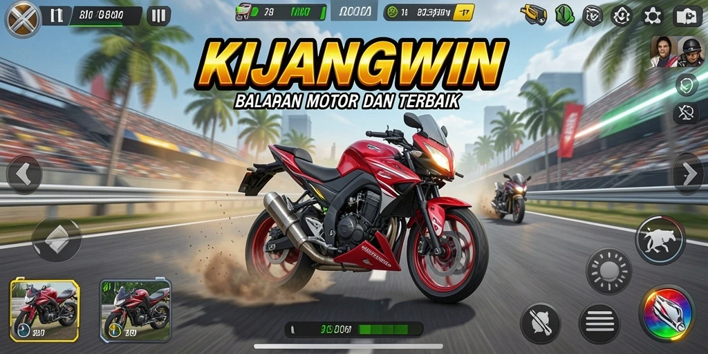 Tampilan menarik gameplay balapan motor KIJANGWIN.