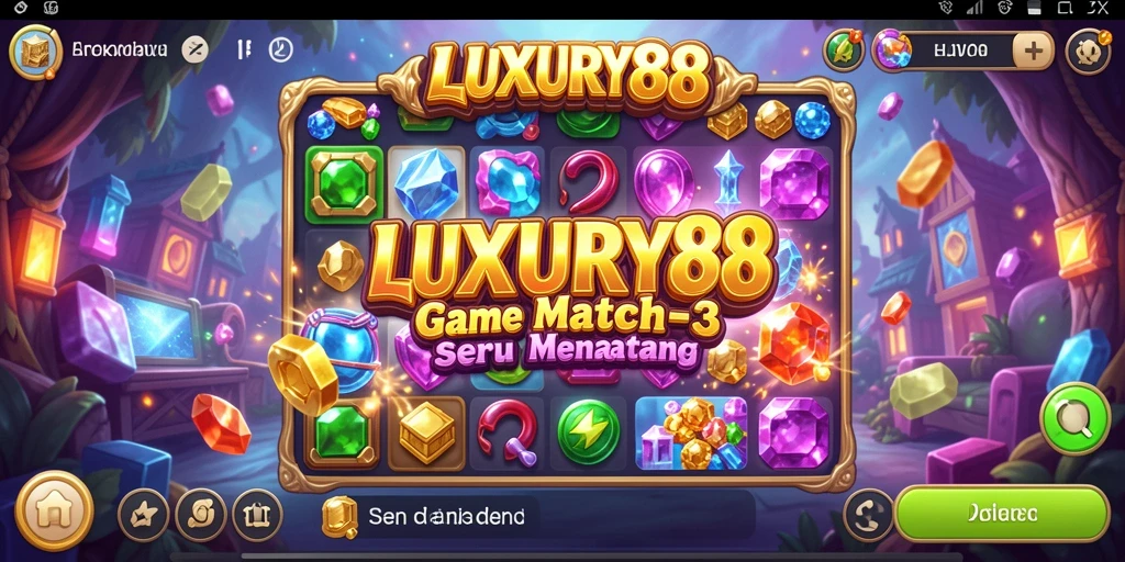 Tampilan gameplay Match-3 yang menarik dan penuh warna.