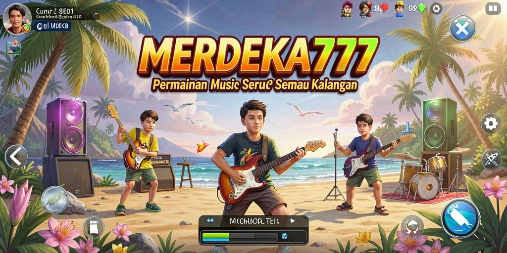 Tampilan gameplay MERDEKA777 dengan suasana musik yang menyenangkan.