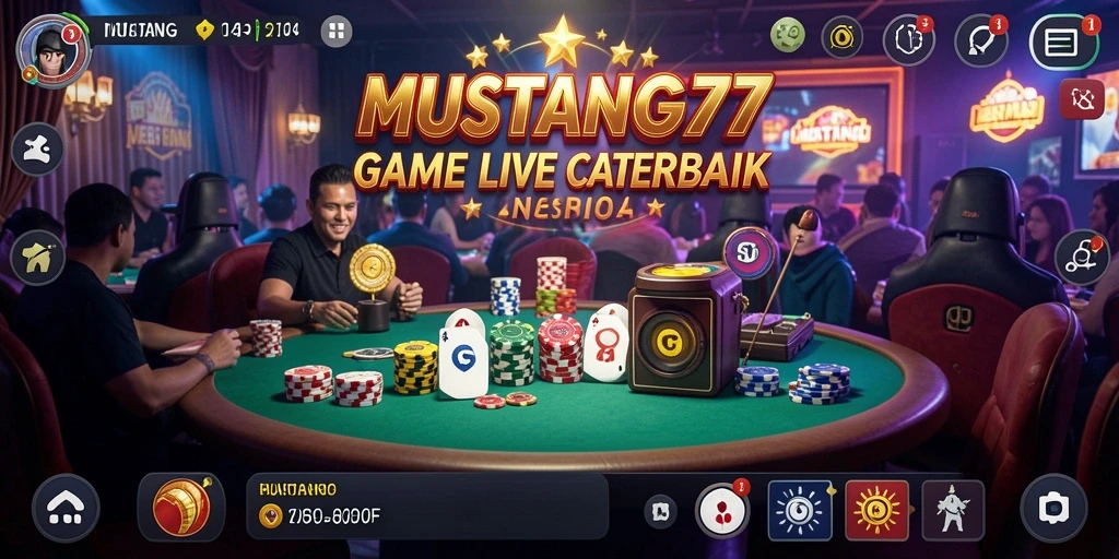 Screenshot gameplay MUSTANG77 yang menunjukkan suasana kasino yang menegangkan.