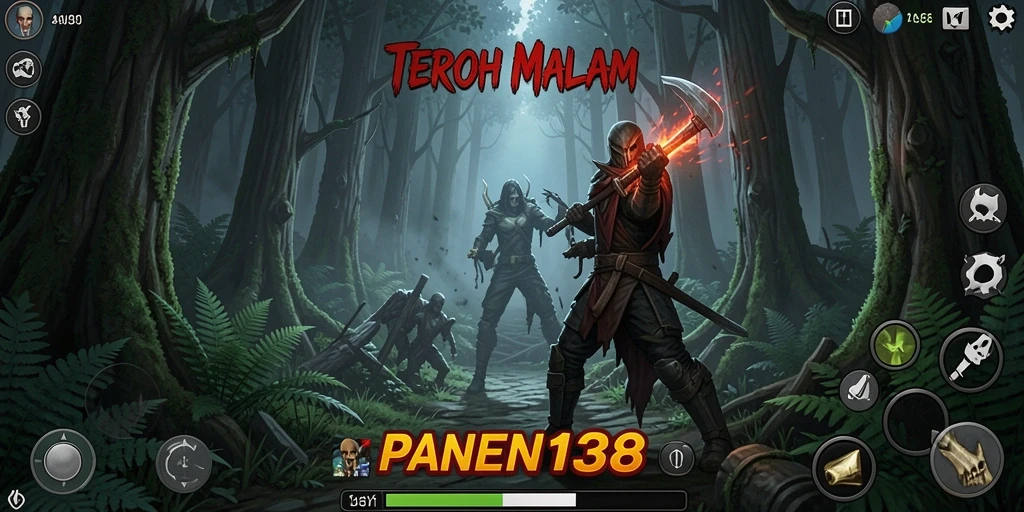 Tampilan gameplay menegangkan di PANEN138 dengan suasana Horror yang mencekam.