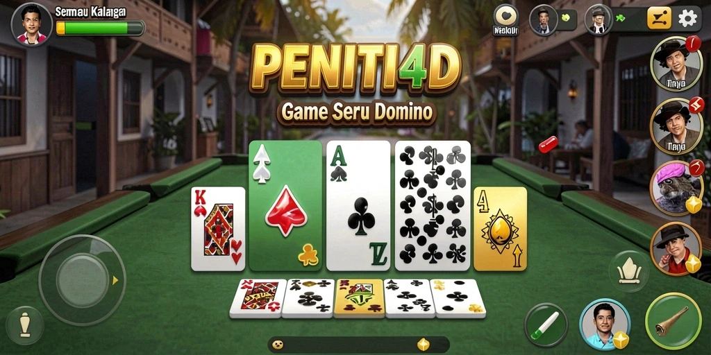 Screenshot PENITI4D menampilkan aksi seru permainan Domino.