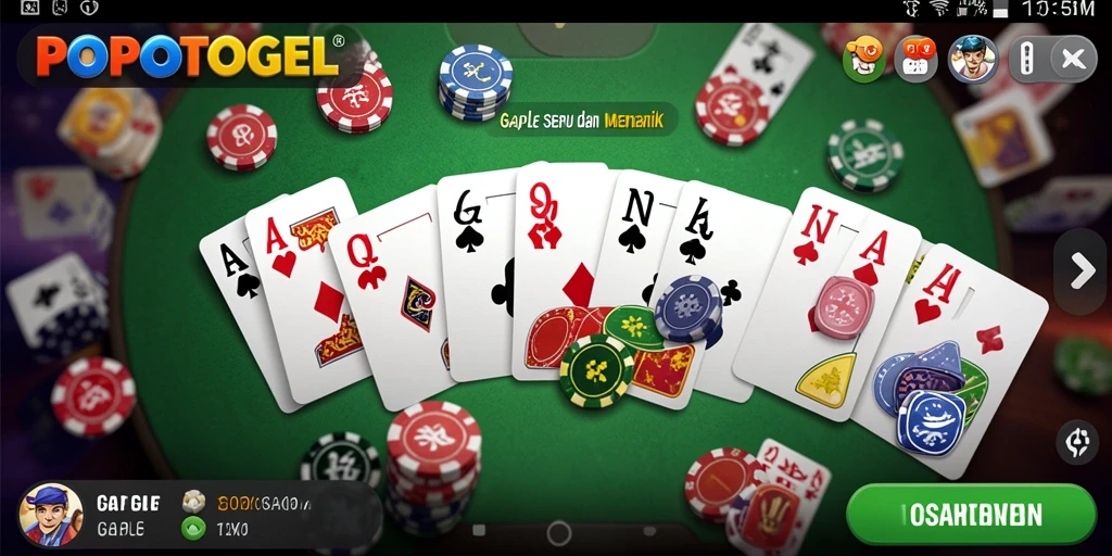 Tampilan gameplay seru dari permainan Gaple di POPOTOGEL.