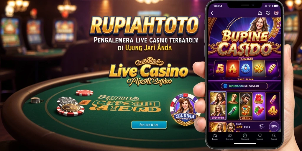 Screenshot gameplay menunjukkan dealer profesional dan suasana kasino yang hidup.