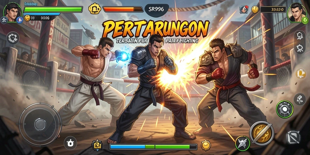 Tampilan gameplay pertarungan seru dan mendebarkan di SR996.